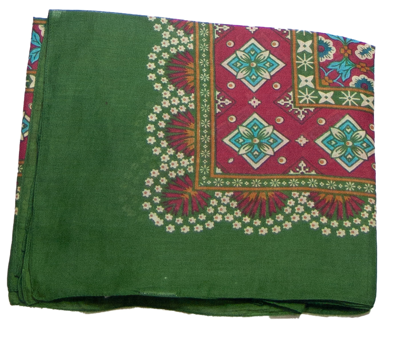 foulard femme paréo coton indien traditionnel vert Chana
