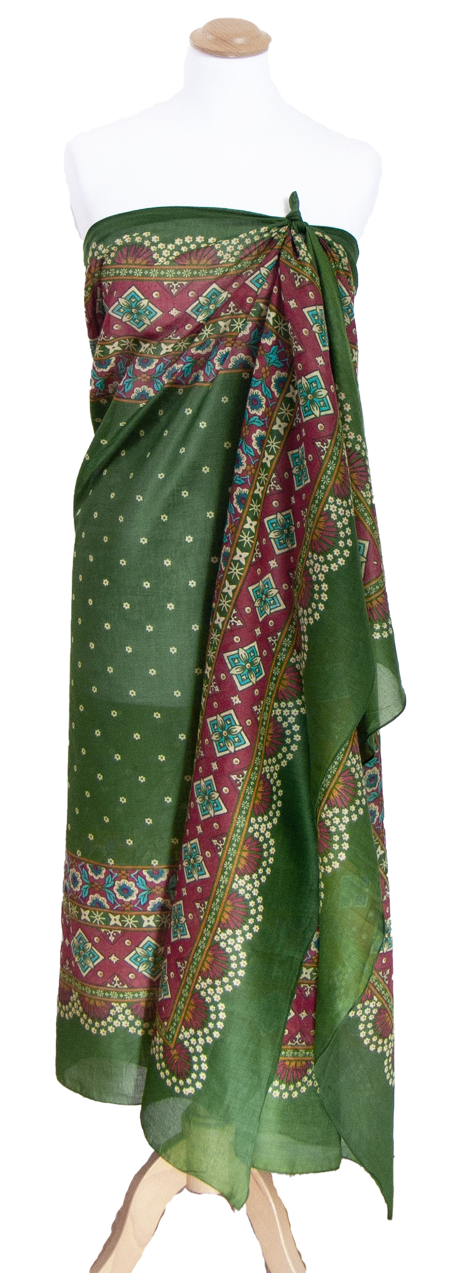 pareo foulard vert  pour femme imprimé traditionnel indien  Chana