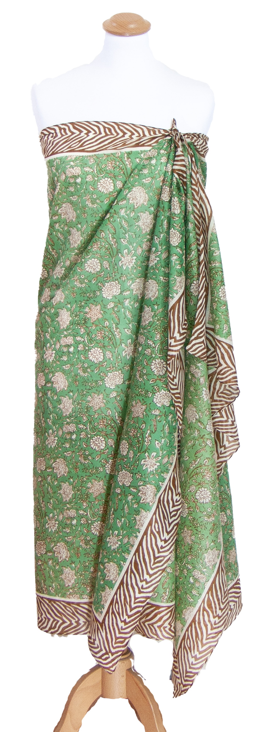 pareo foulard vert pour femme imprimé traditionnel indien  Tanara