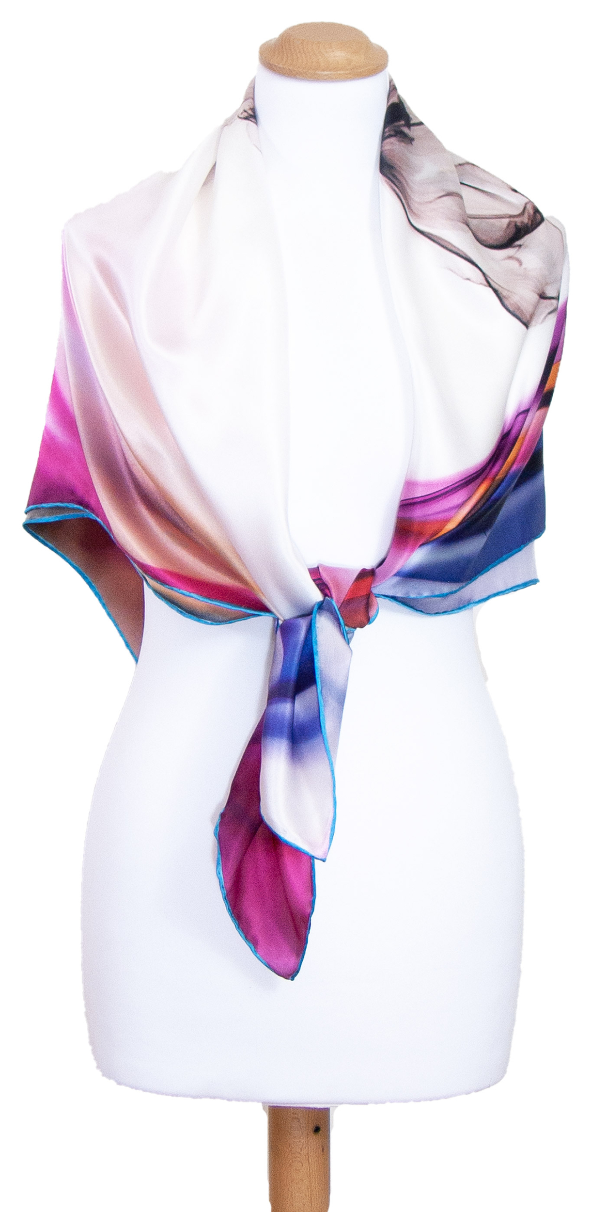 foulard carré de soie femme rose 110 cm Sybille
