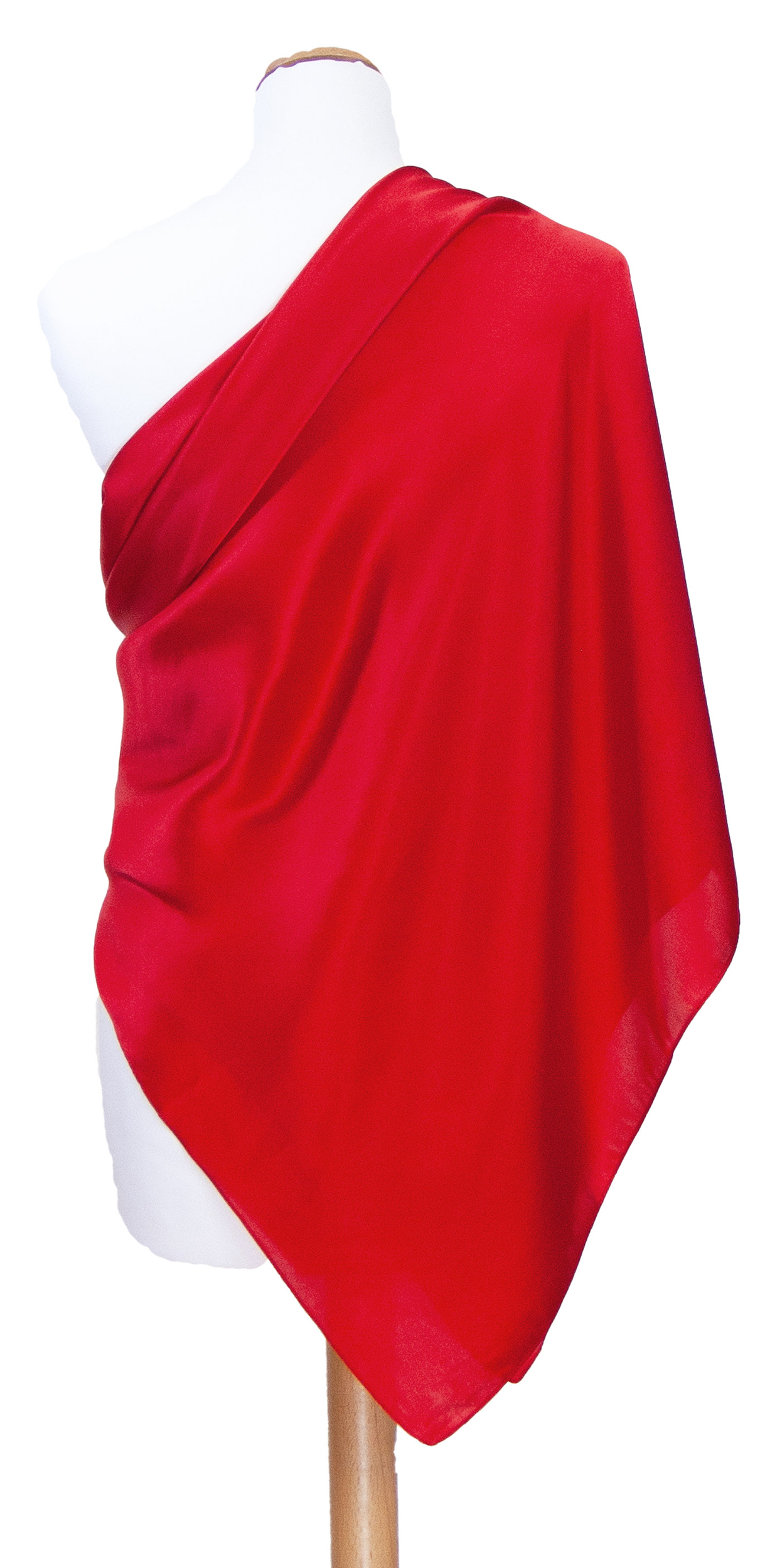 carré en soie foulard femme rouge uni 110 cm