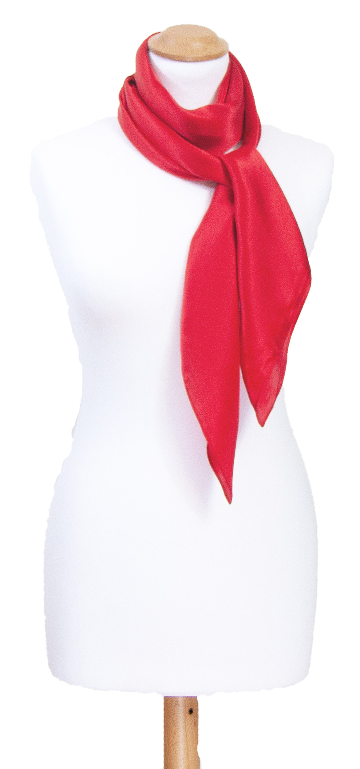 Foulard carré en soie rouge uni 110 cm