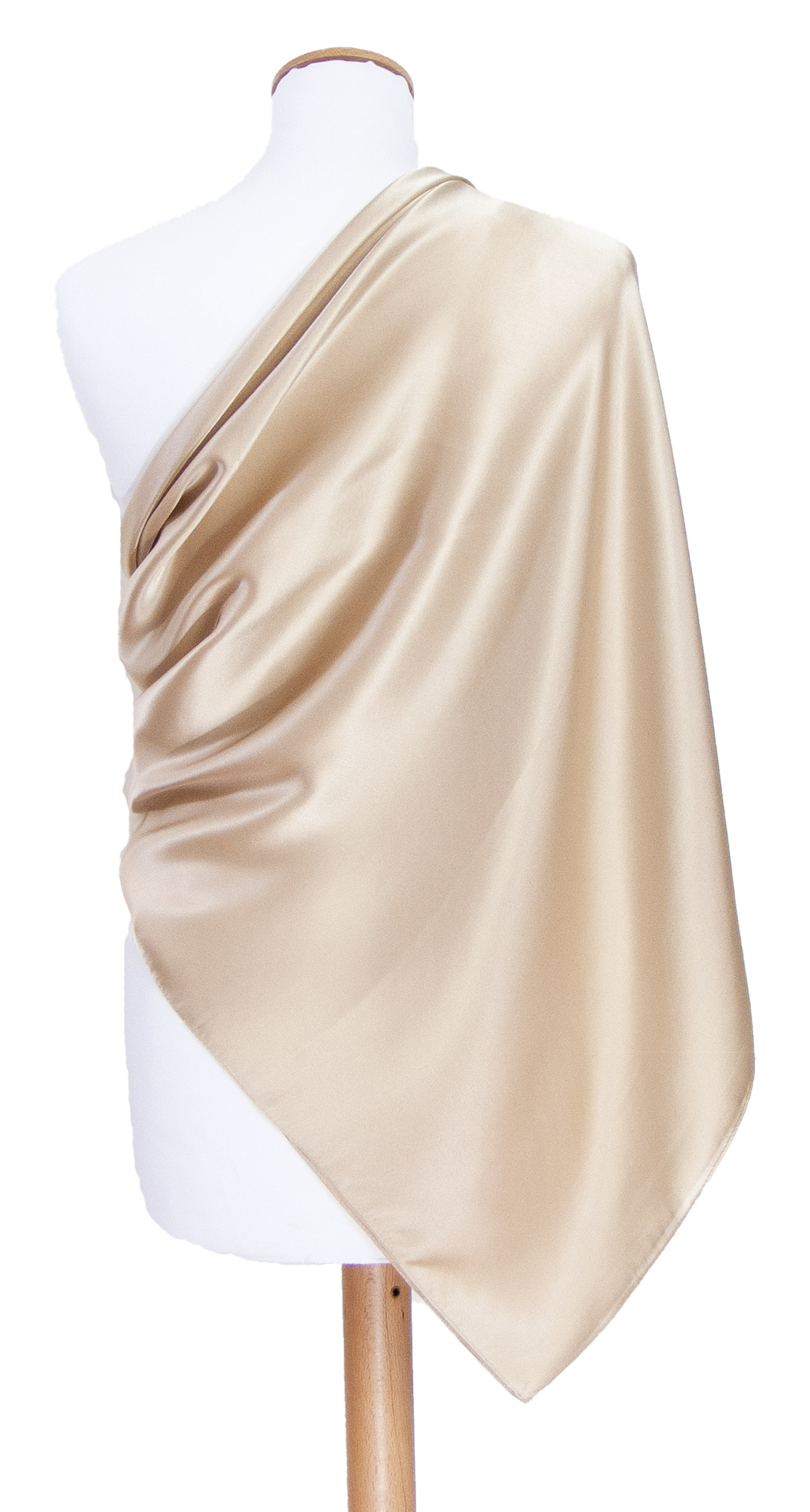 carré en soie foulard femme beige champagne uni 110 cm