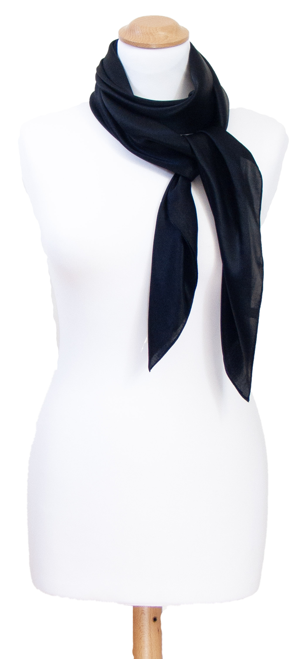 Foulard carré en soie noir uni 110 cm