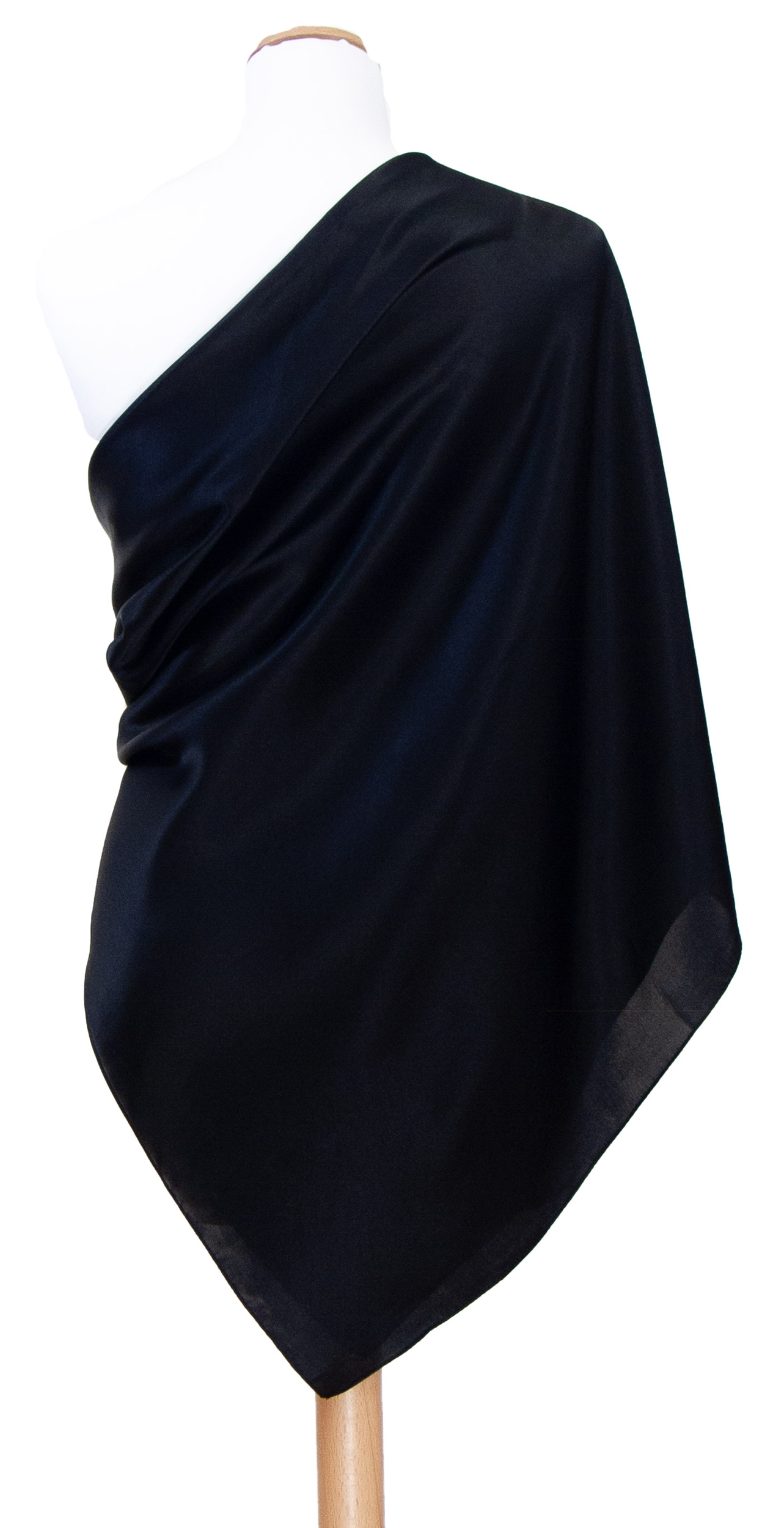 Foulard carré en soie noir 110 cm