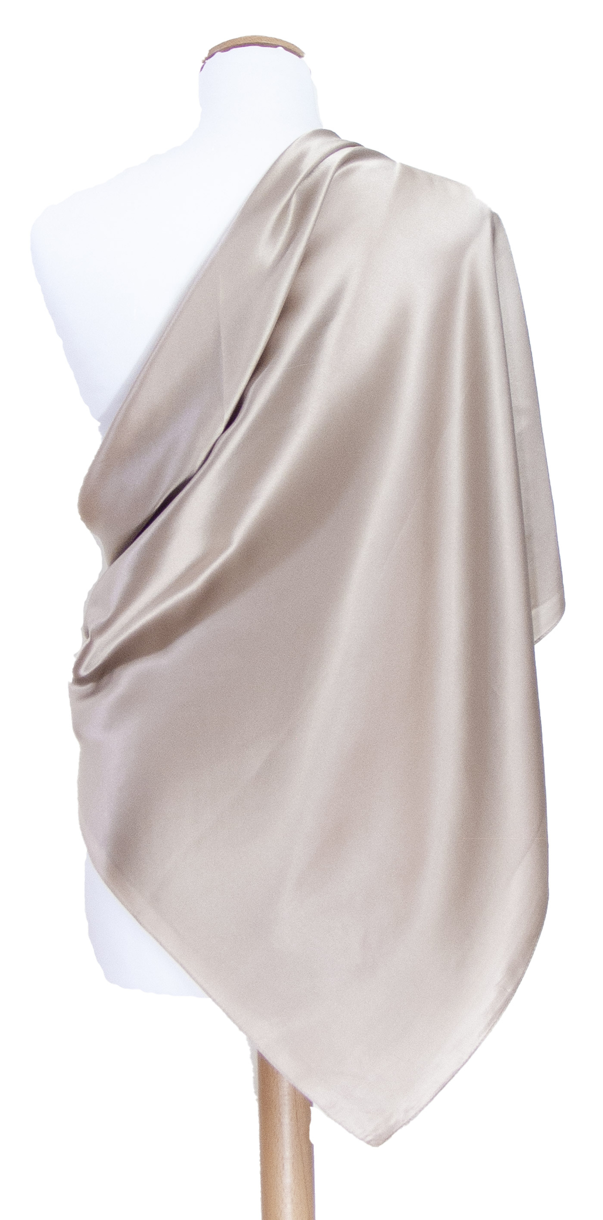 carré en soie foulard femme taupe clair uni 110 cm