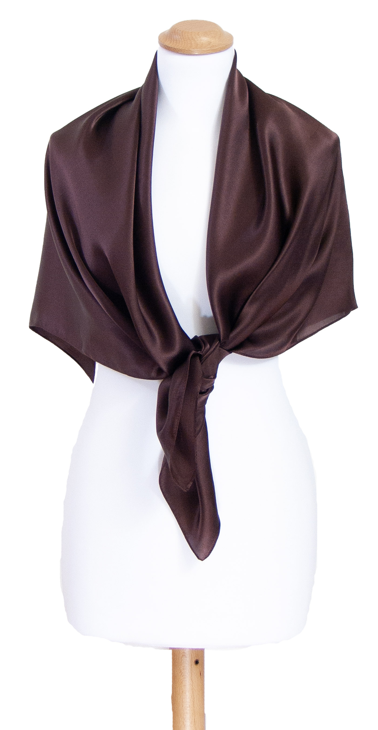 foulard carré de soie femme chocolat uni 110 cm