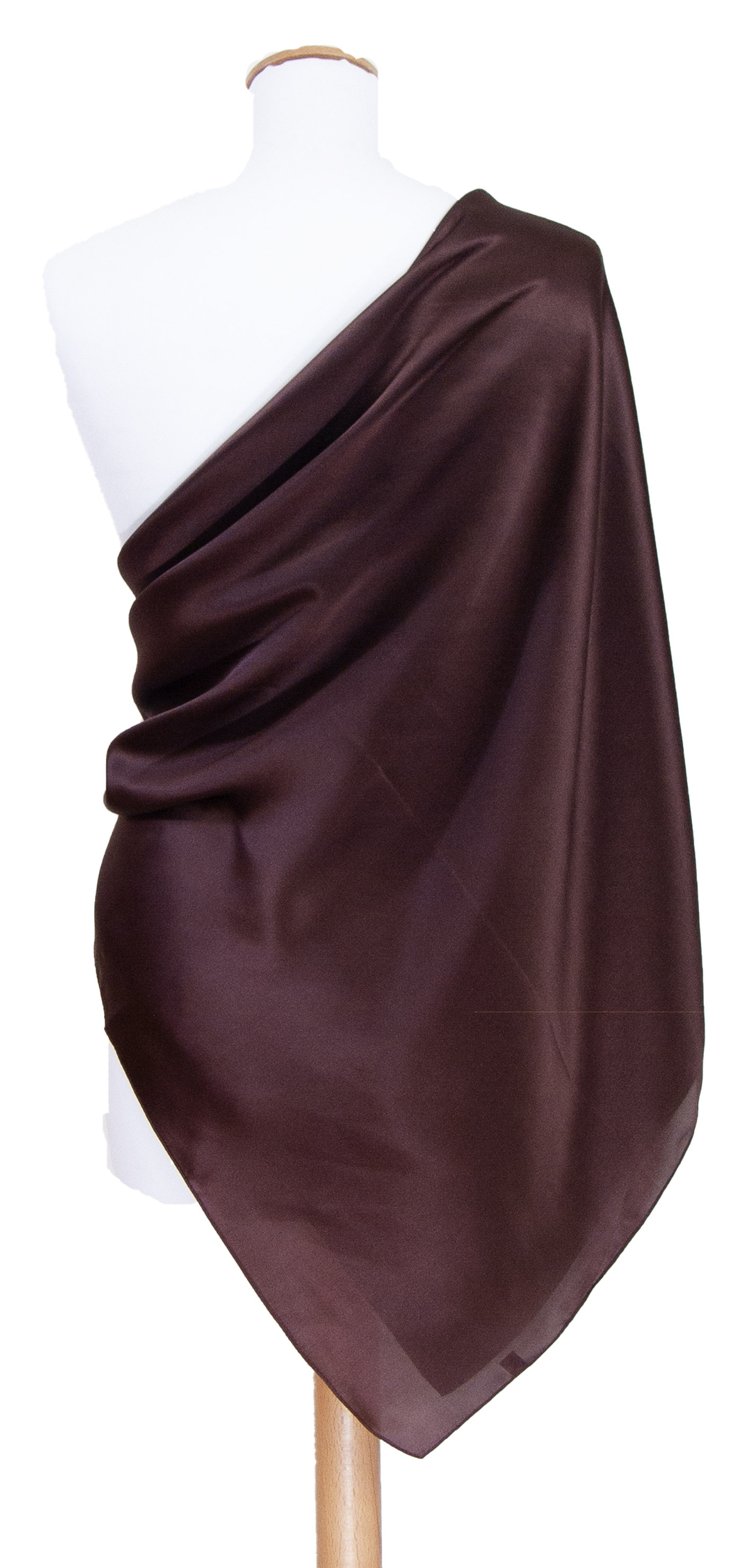 carré en soie foulard femme chocolat uni 110 cm
