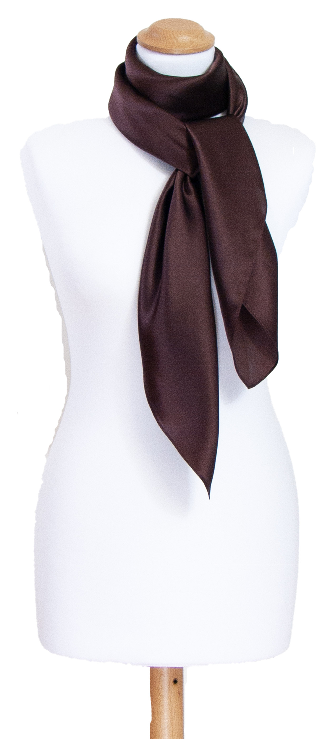 Foulard carré en soie chocolat uni 110 cm