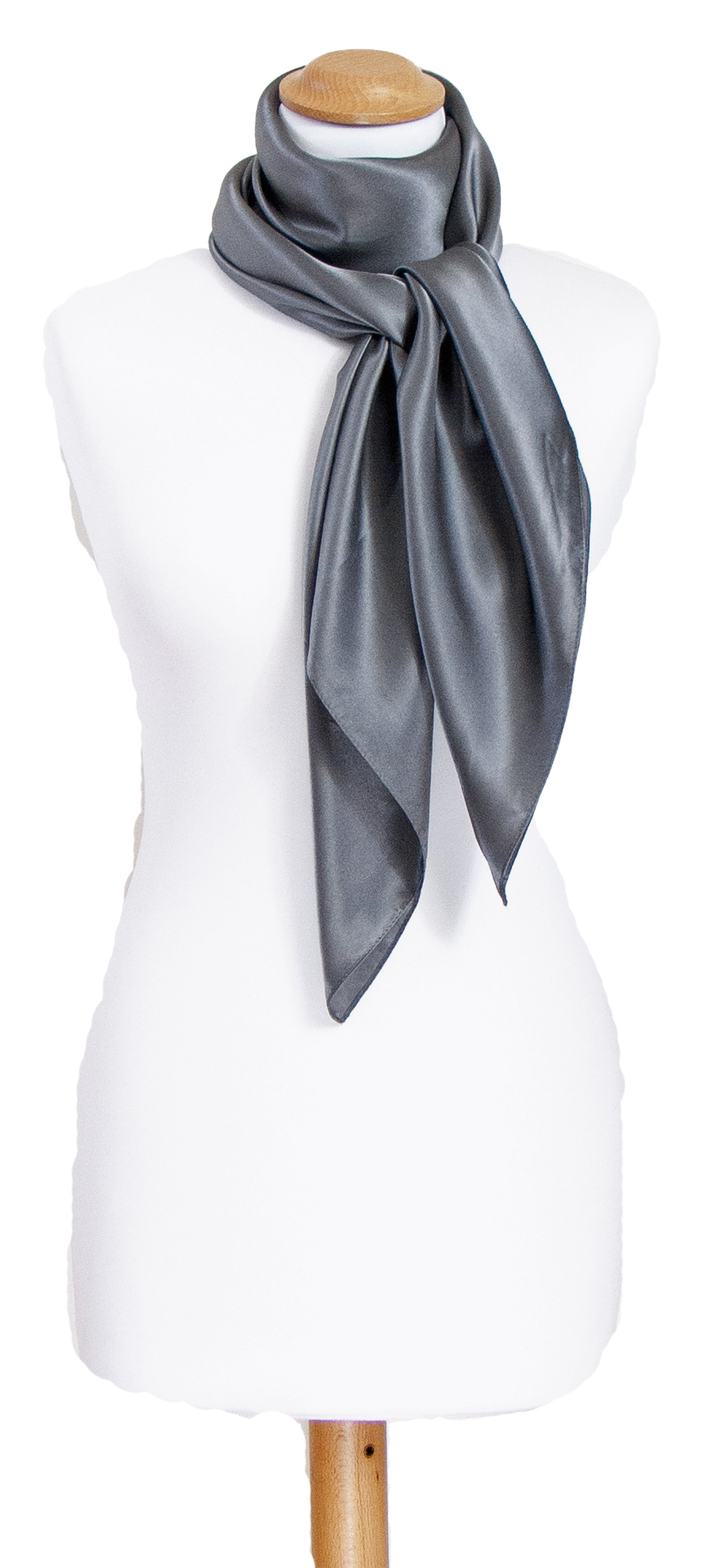Foulard carré en soie gris uni 110 cm