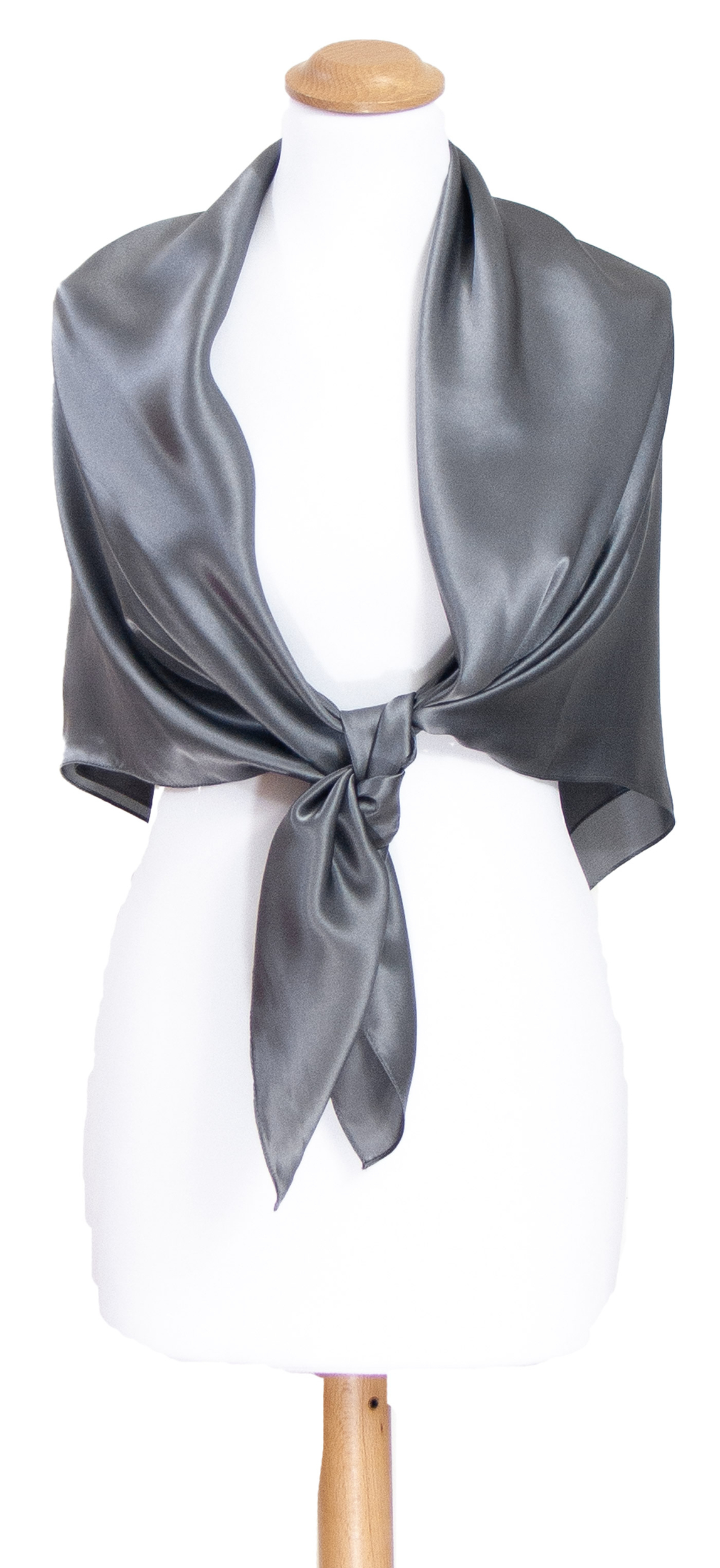 foulard carré de soie femme gris  uni 110 cm