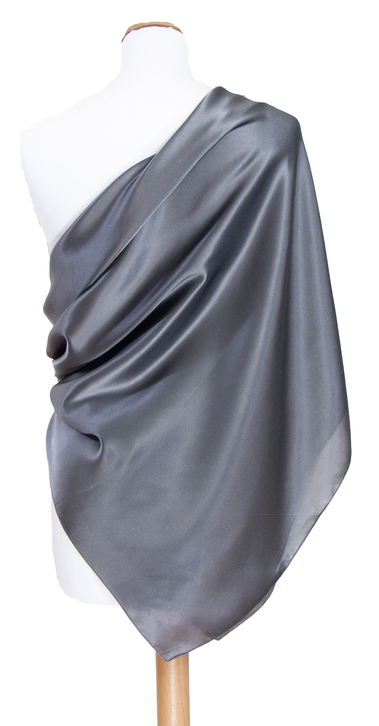 carré en soie foulard femme gris uni 110 cm