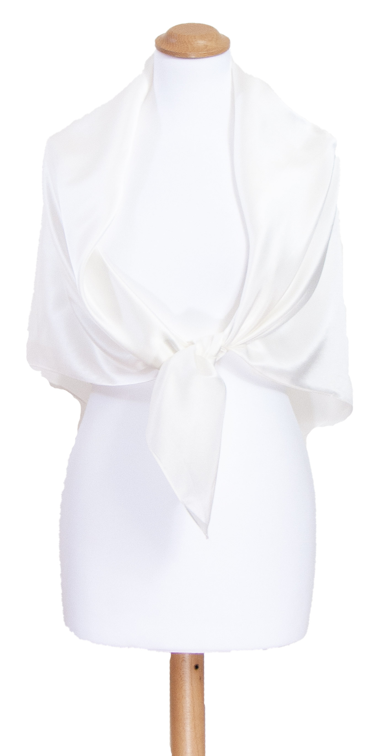 foulard carré de soie femme blanc uni 110 cm
