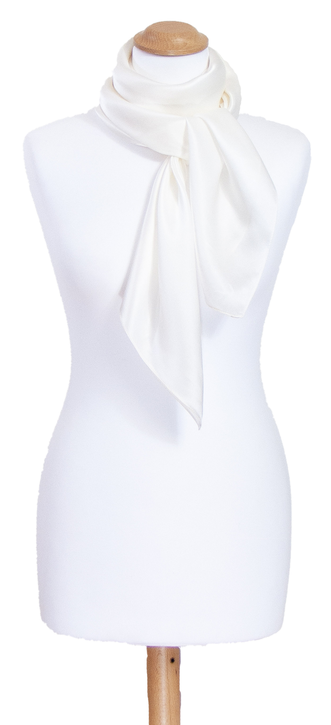 Foulard carré en soie blanc uni 110 cm