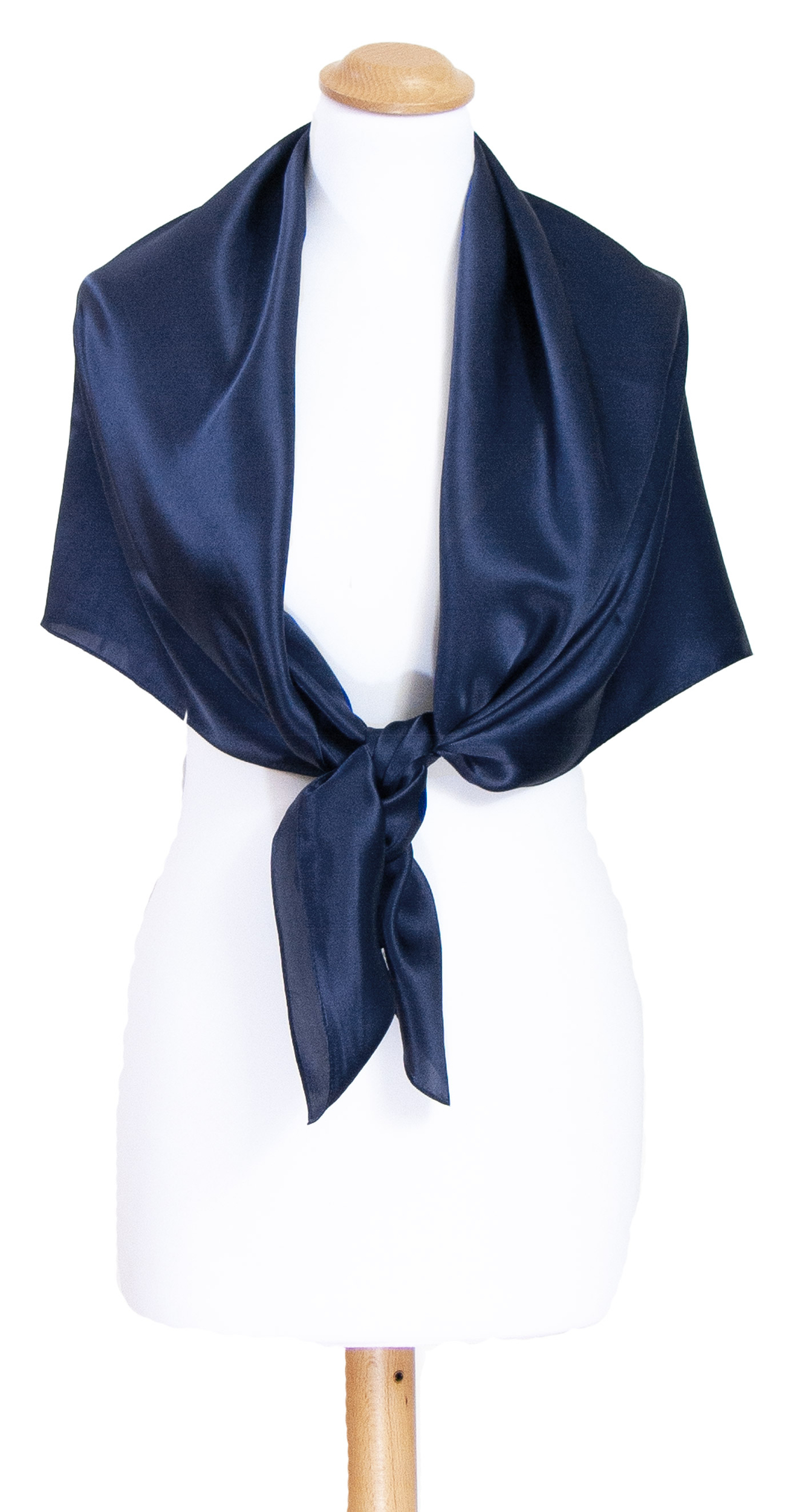 foulard carré de soie femme bleu marine uni 110 cm