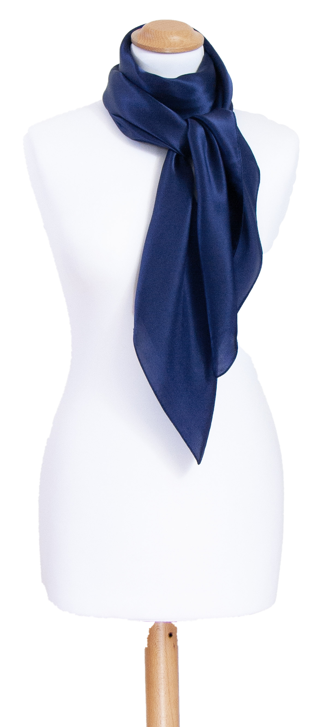 Foulard carré en soie bleu marine uni 110 cm