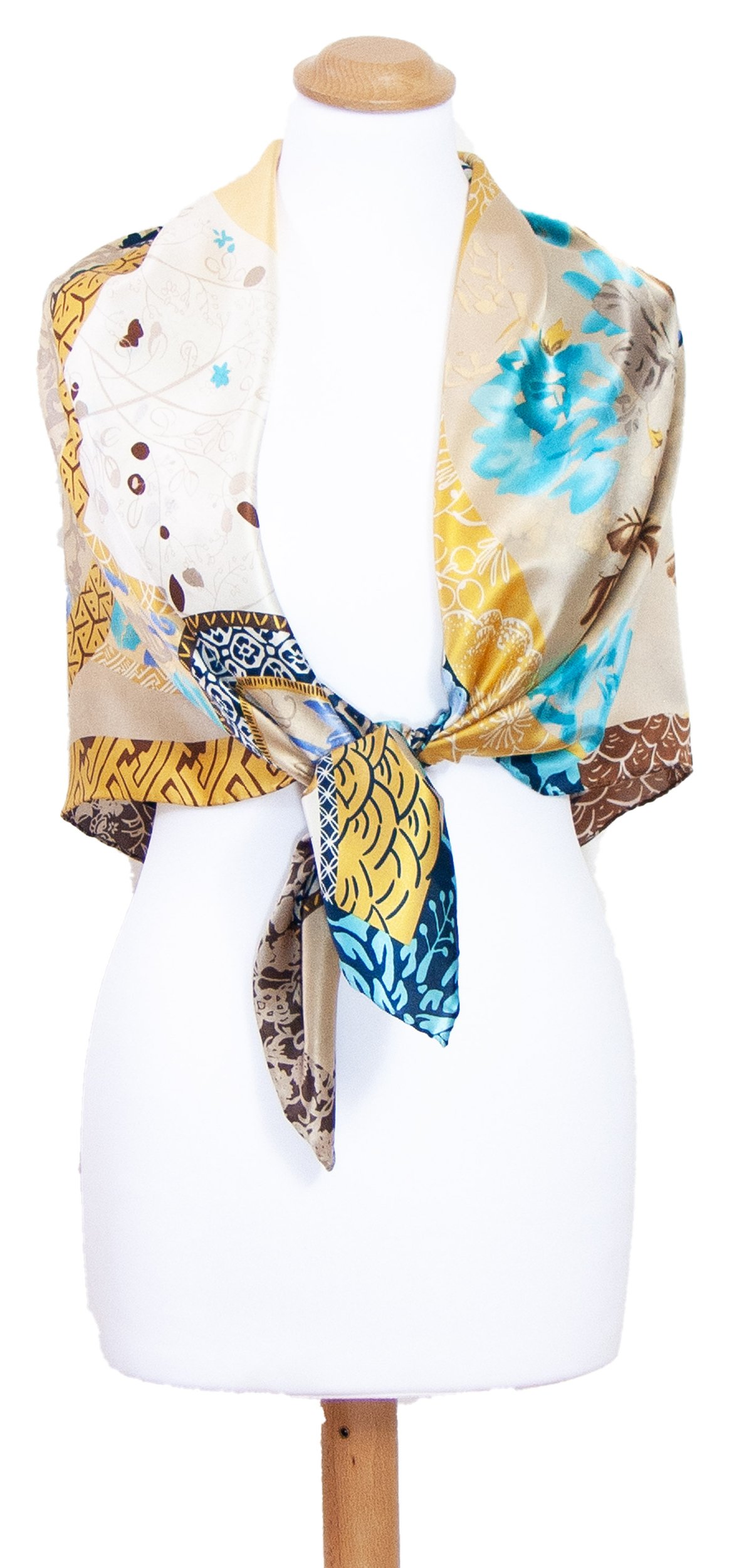 foulard carré de soie femme beige 110 cm Adèle