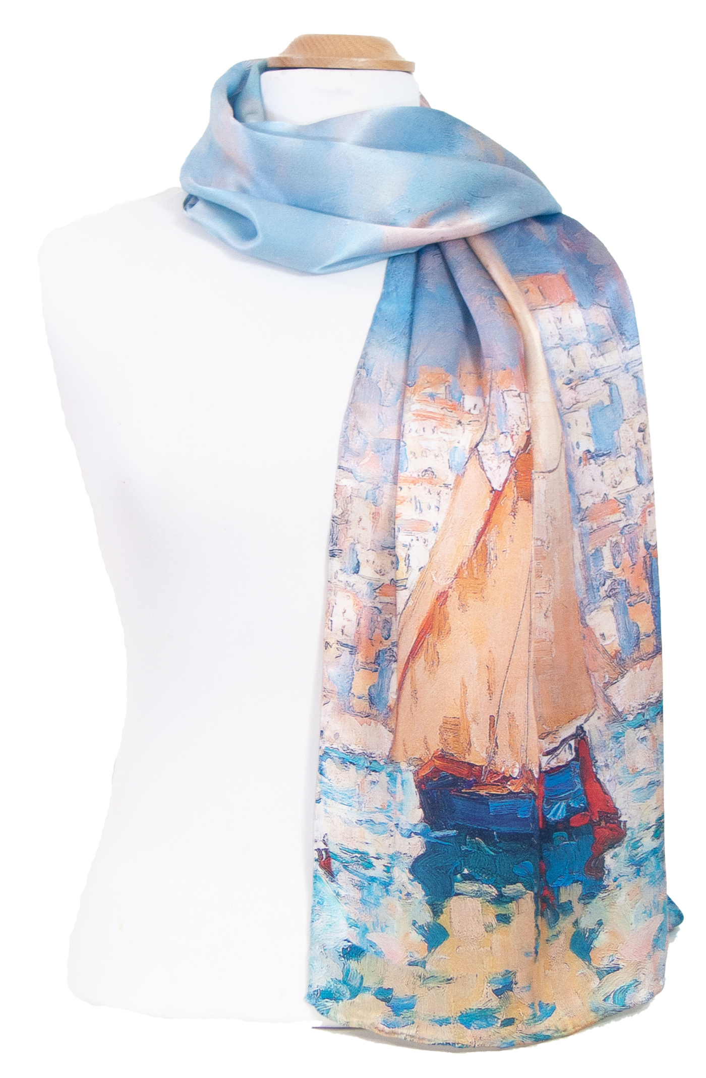 foulard écharpe soie femme bleu bateau