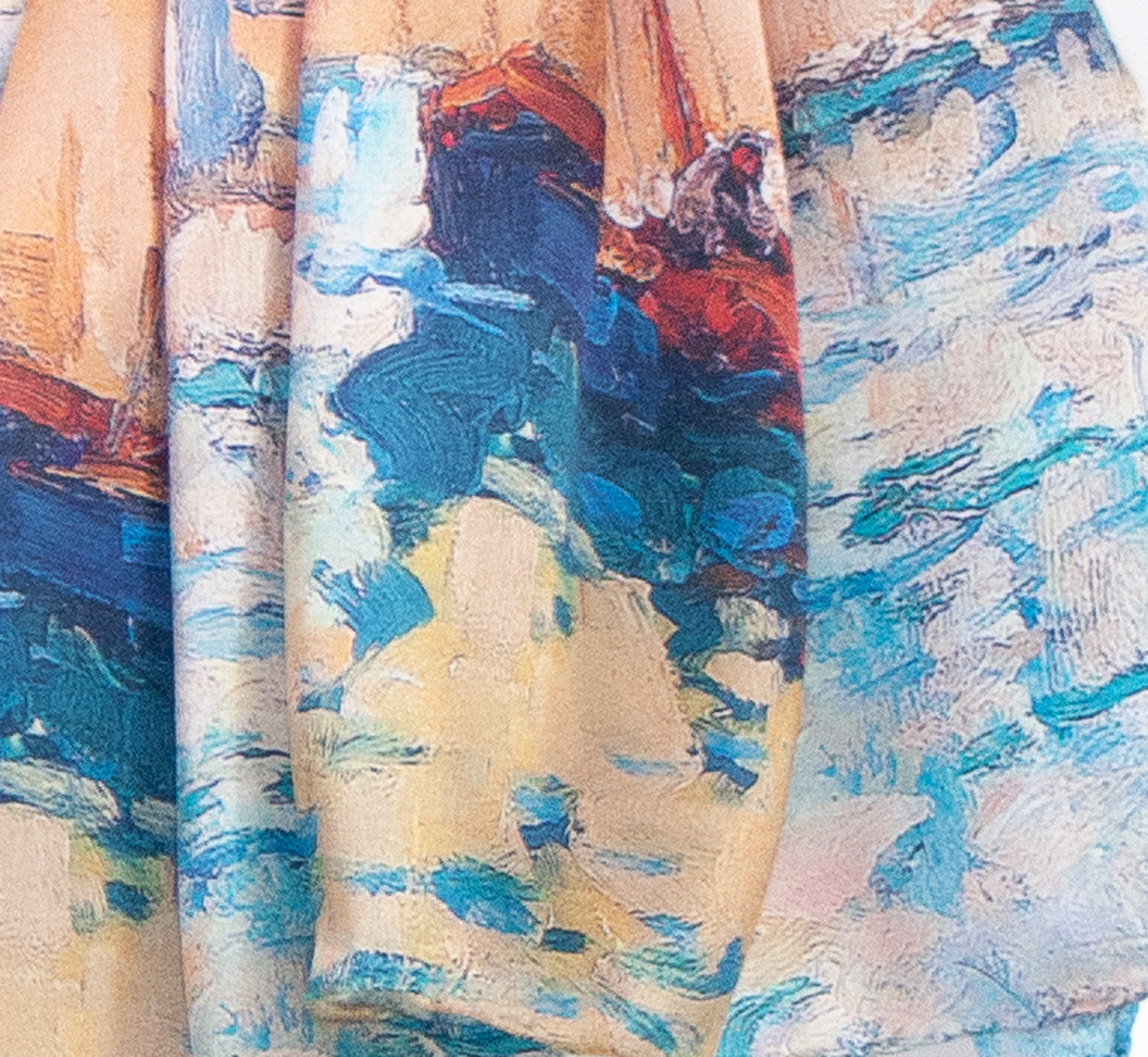 foulard femme bleu en soie écharpe bateau