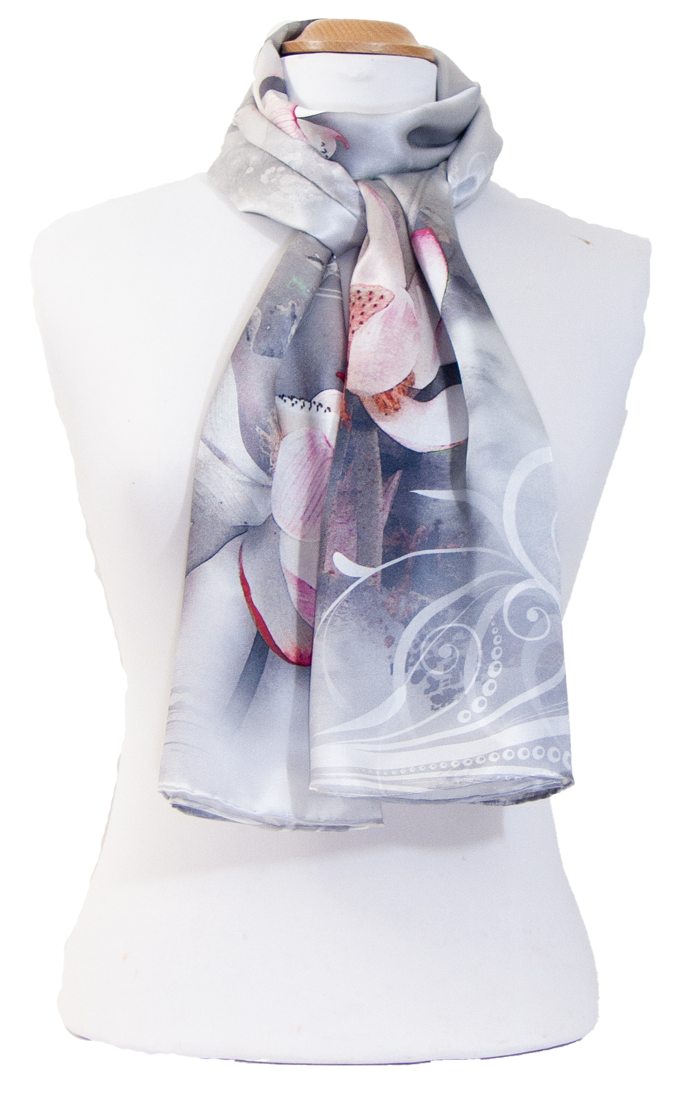 écharrpe foulard soie femme gris lotus