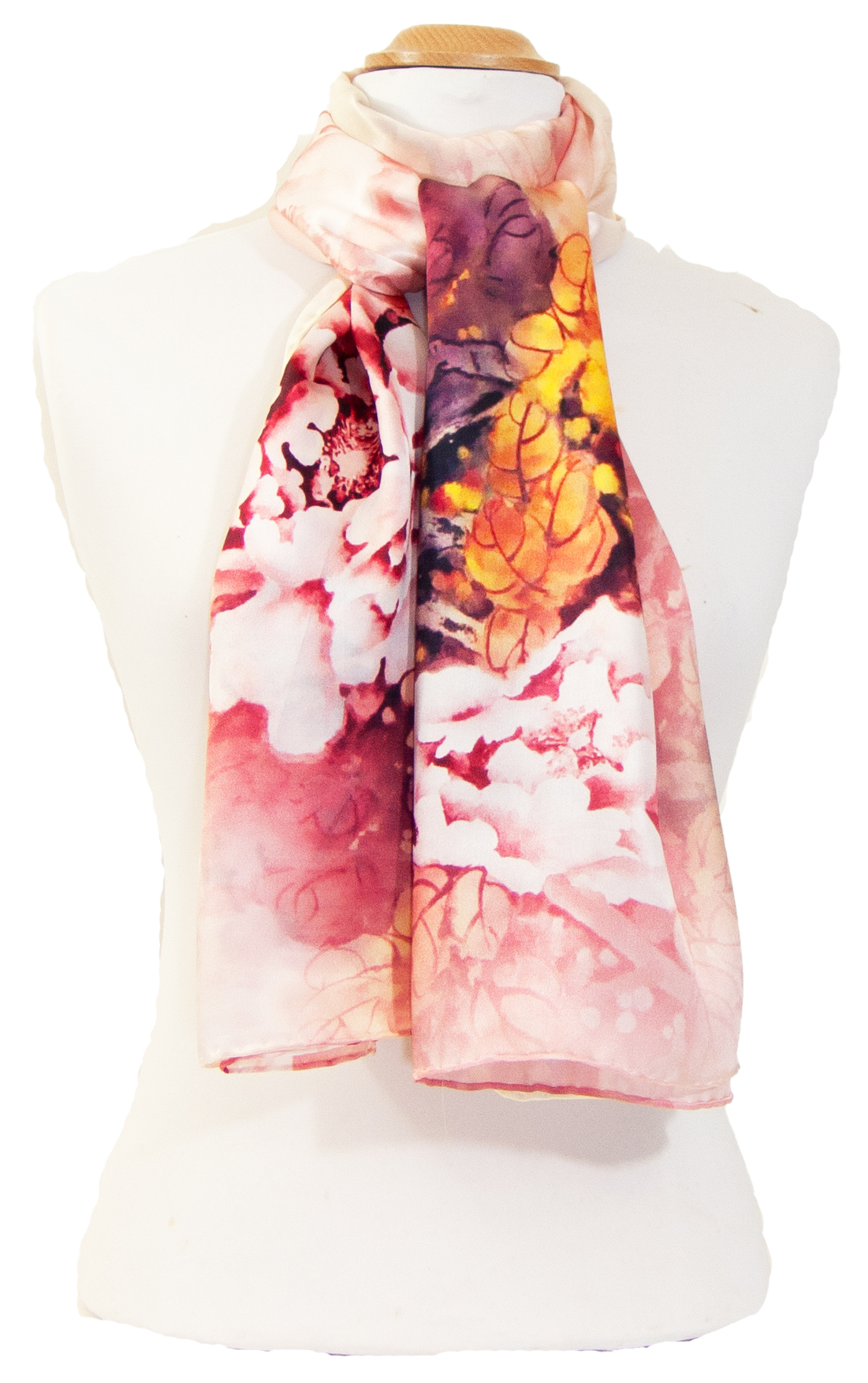 écharrpe foulard soie femme rose fleurs Enora