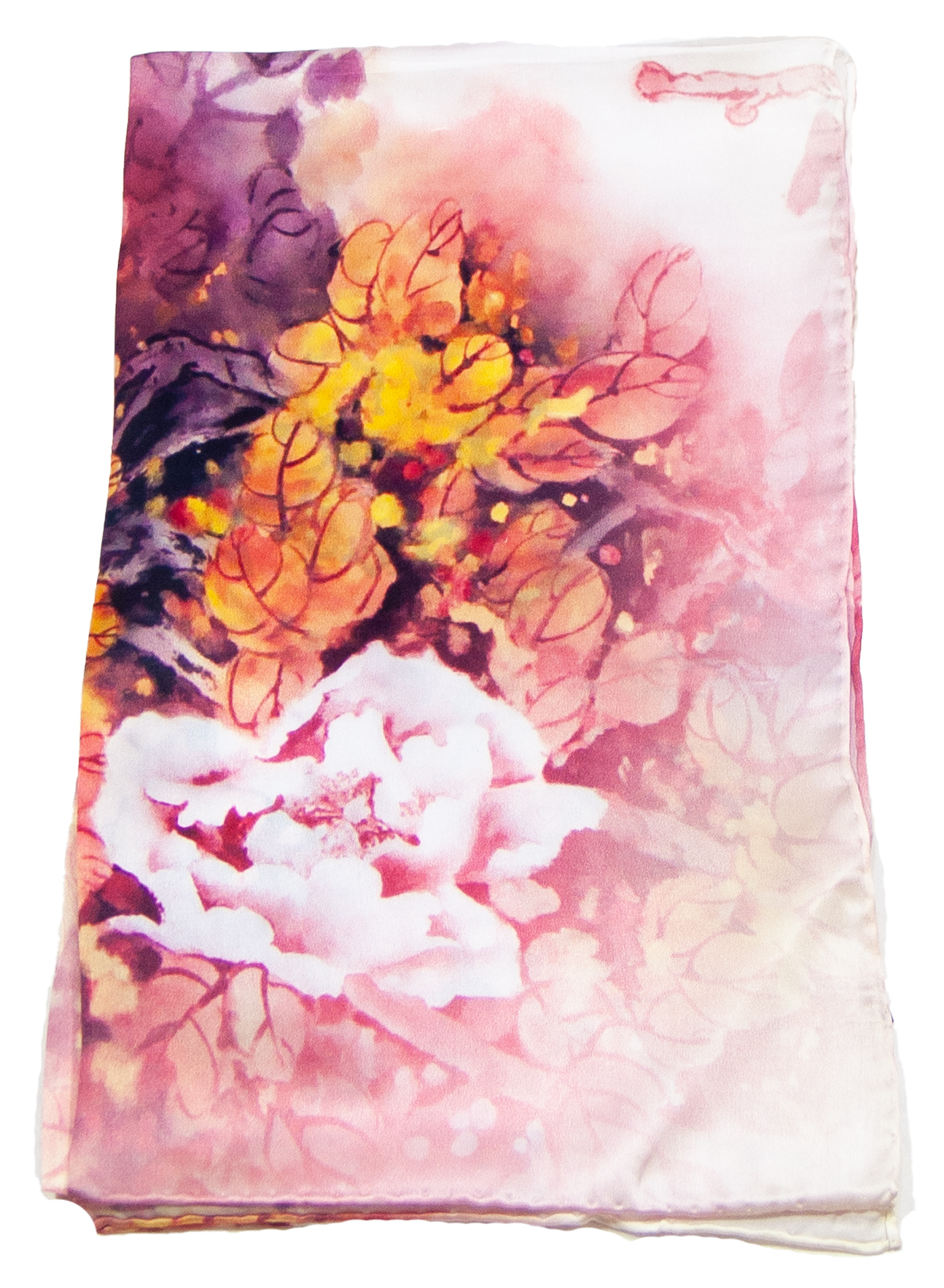 foulard soie rose écharpe femme fleurie Enora