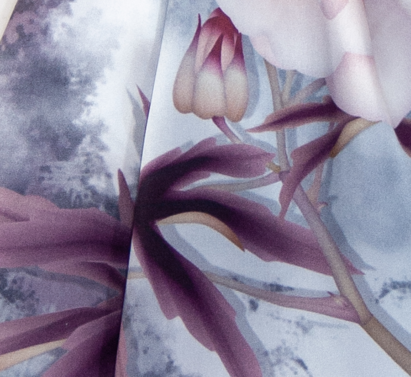 foulard femme  gris en soie écharpe grandes fleurs KIko