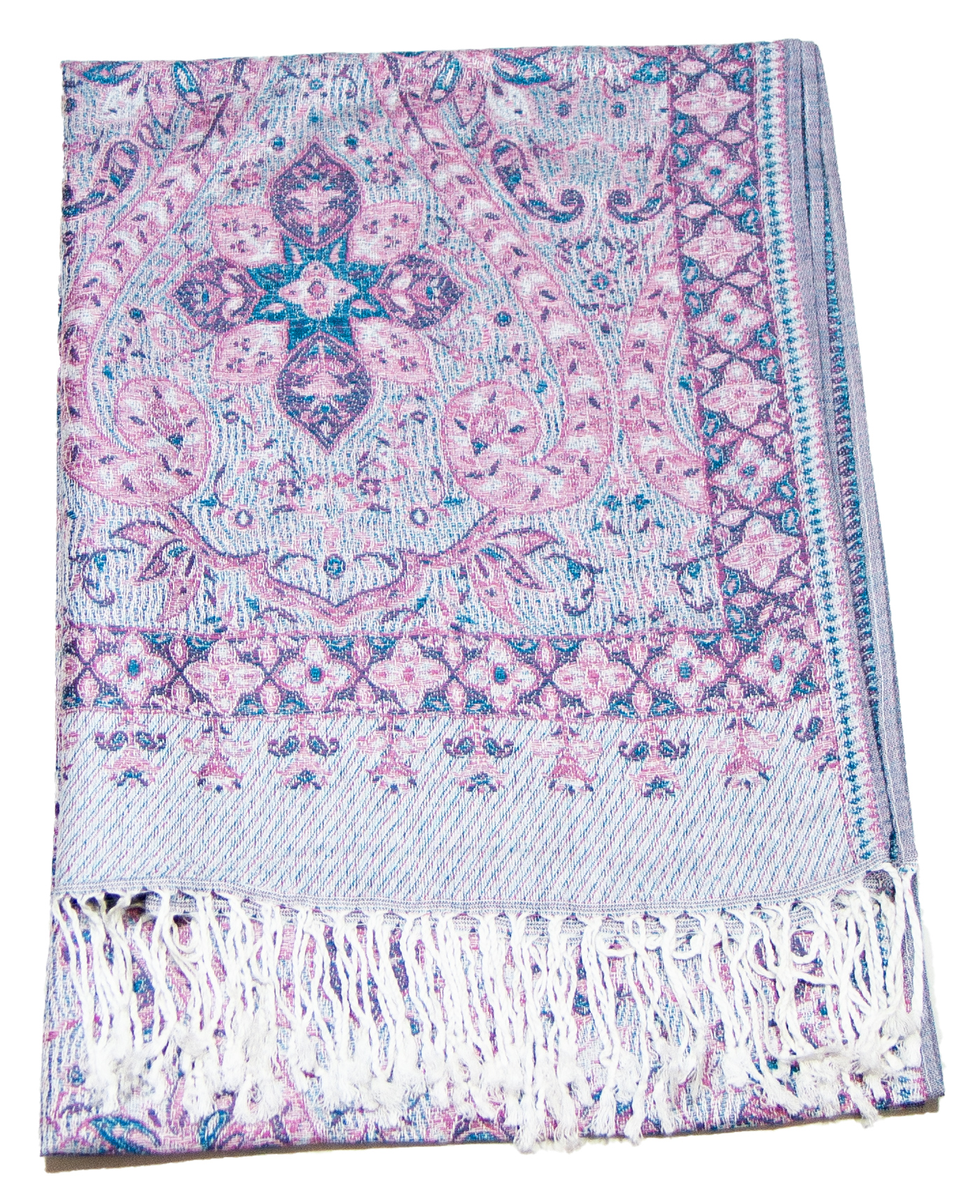 Etole pashmina femme rose clair motifs baroques