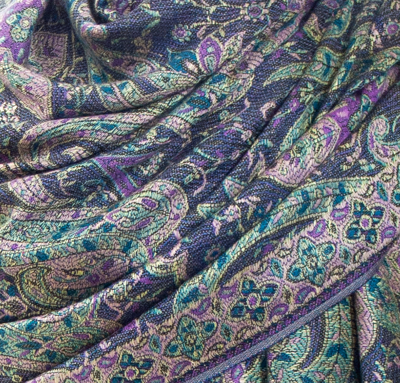 Etole femme pashmina violet vert motifs baroques