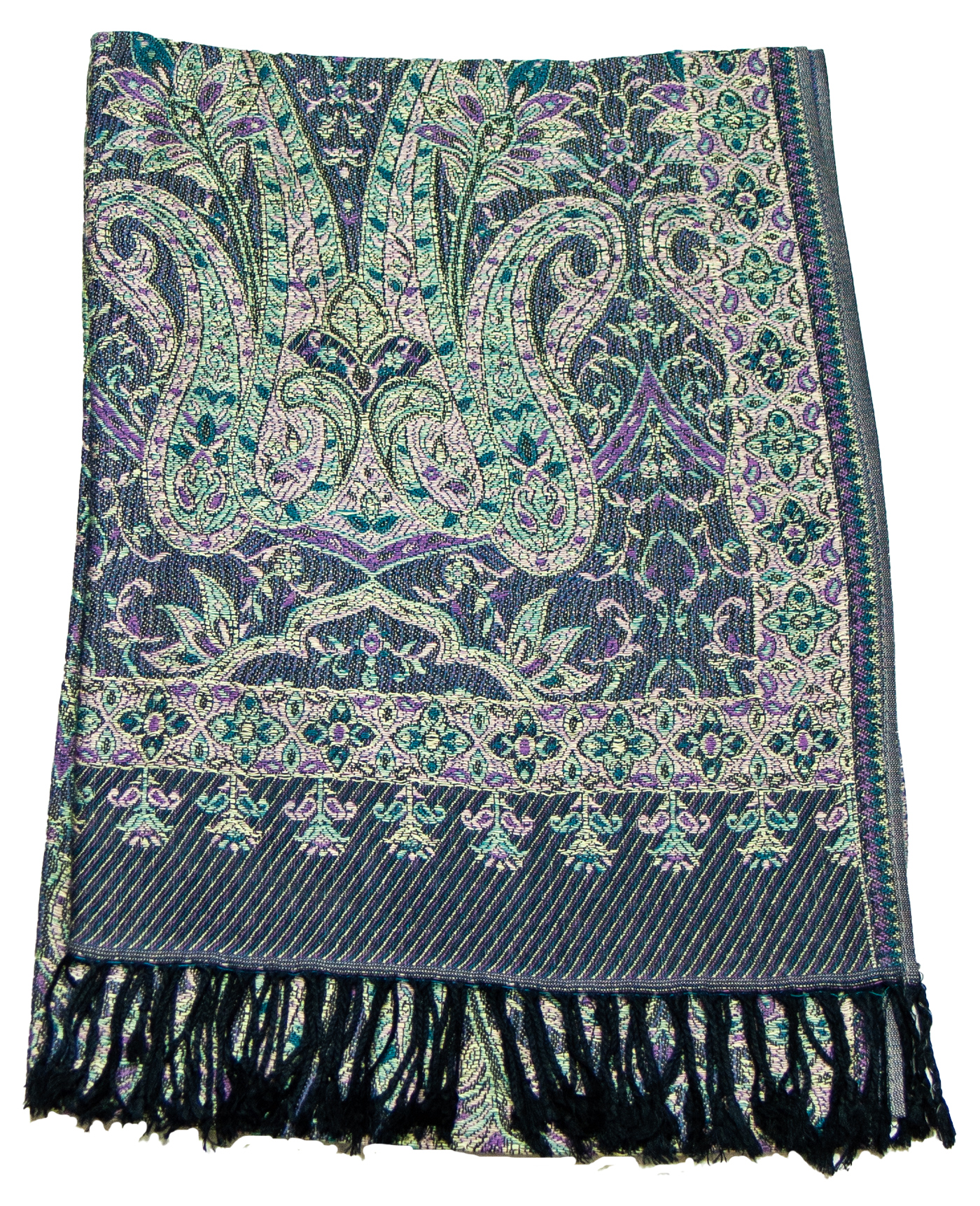 Etole pashmina femme violet vert motifs baroques