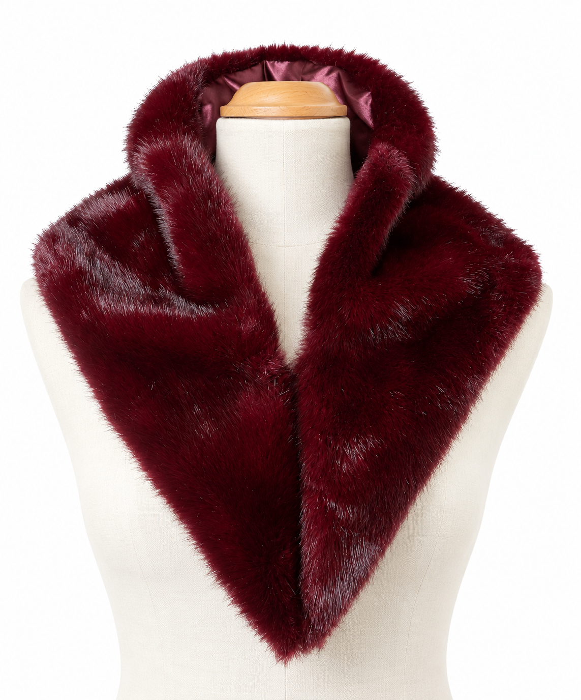 Col en fausse fourrure bordeaux