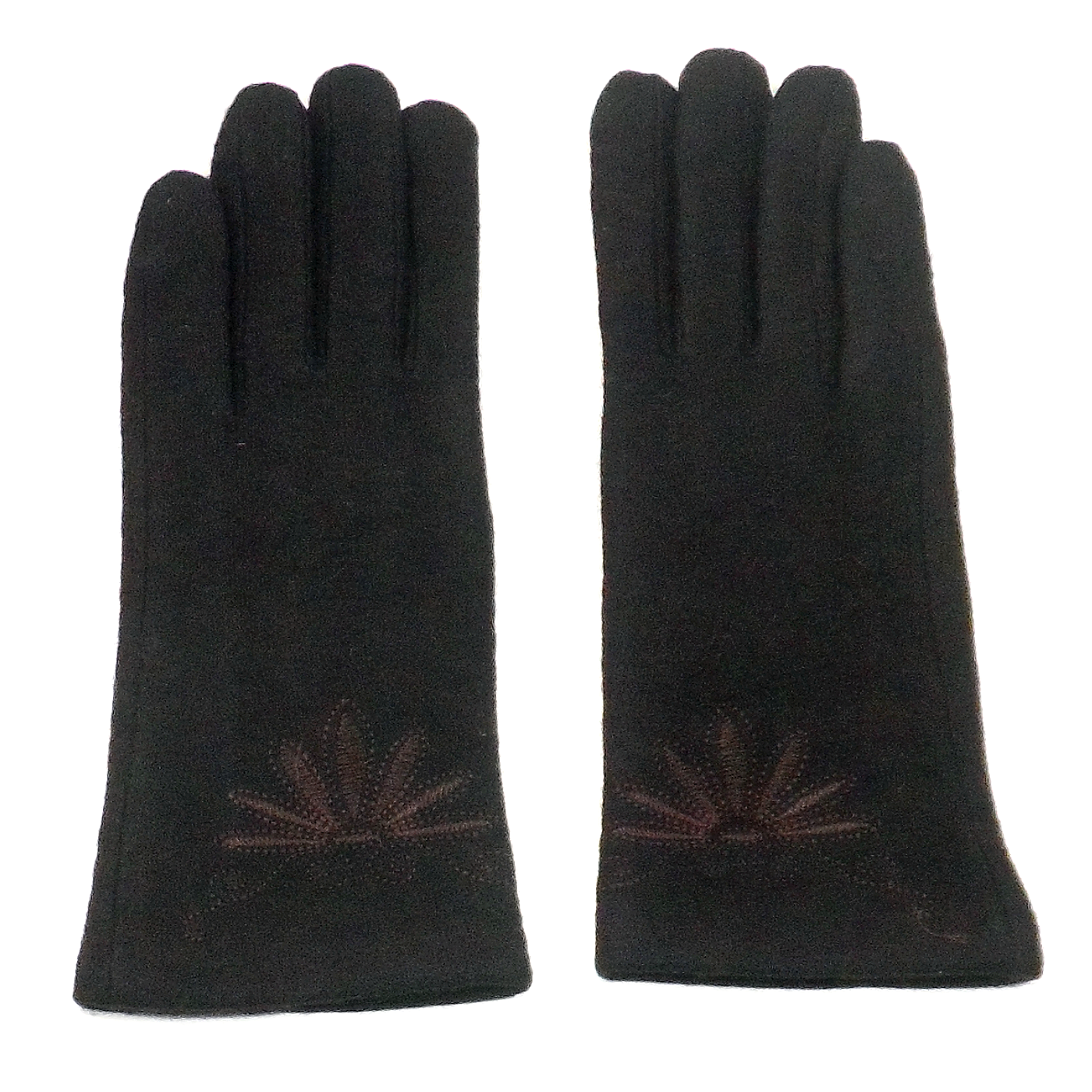 gants laine brodés chocolat GL25 1