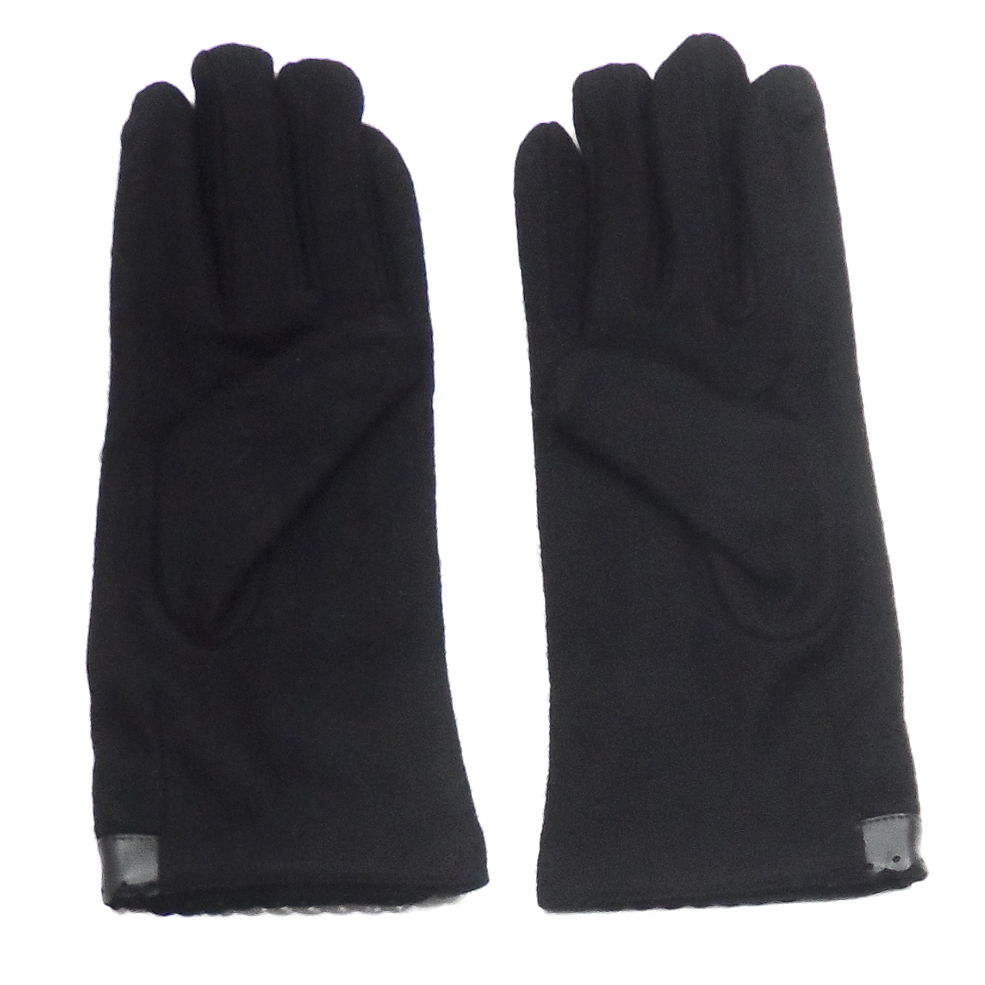 gants laine galon cuir fleur noir GL37 2