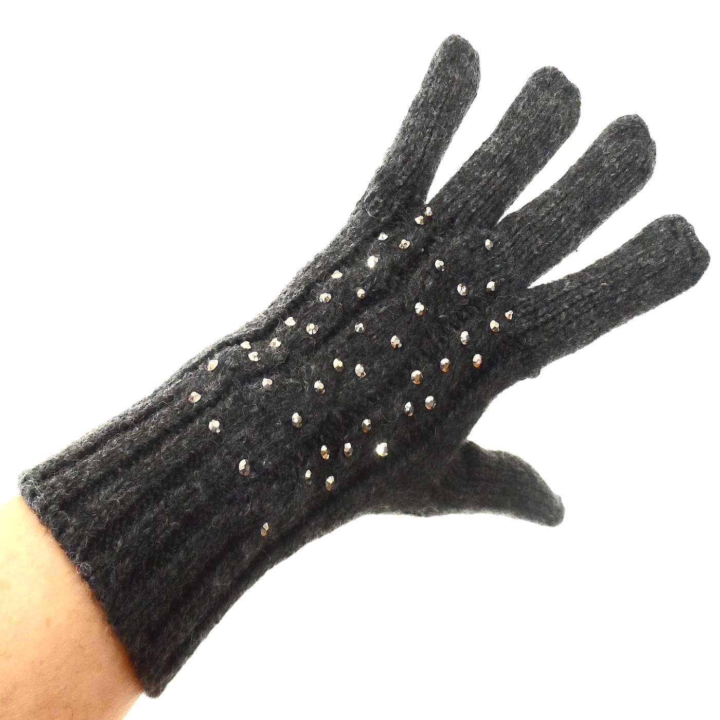 gants laine strass gris GL18 3