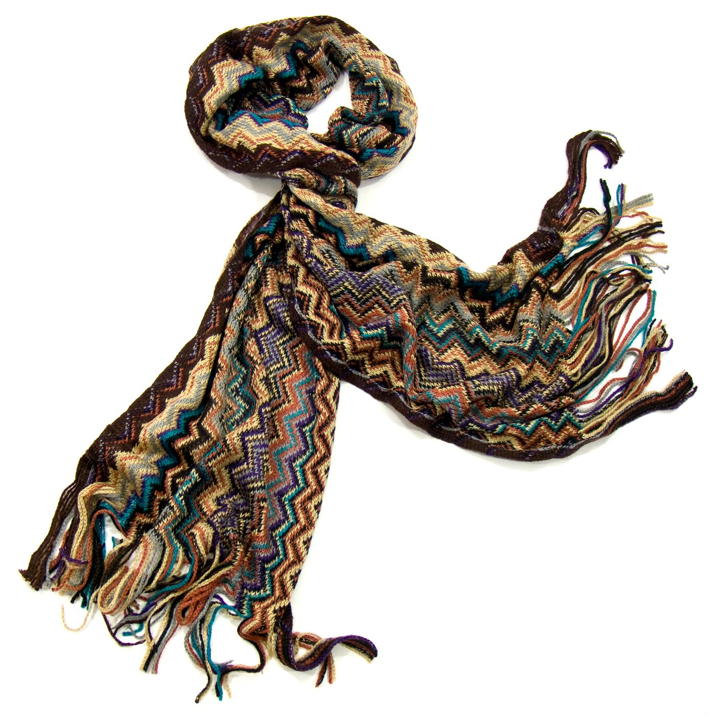 écharpe tricot motifs geométrique chocolat  EF61 2