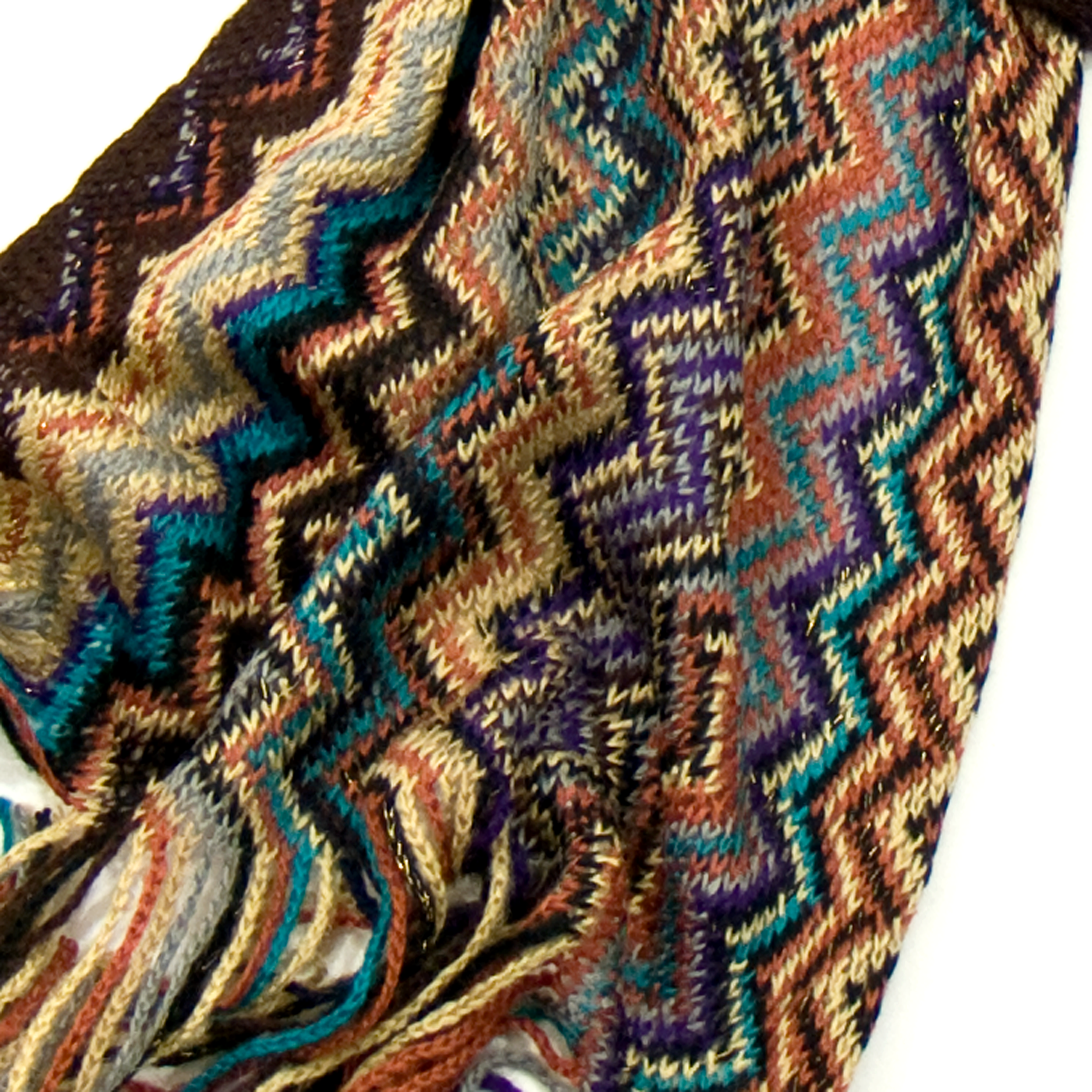 écharpe tricot motifs geométrique chocolat  EF61 3