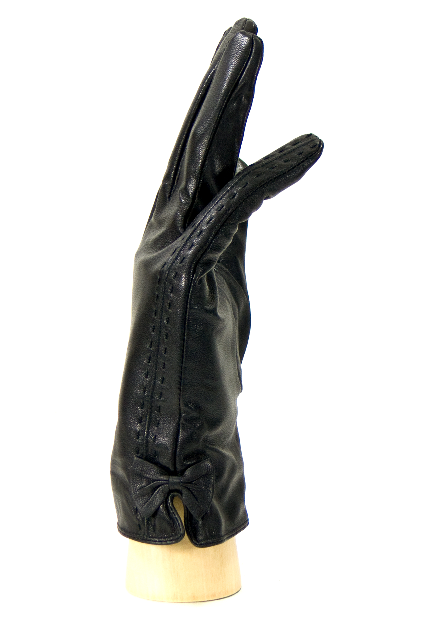 gant femme cuir noir noeud coté HA39 2