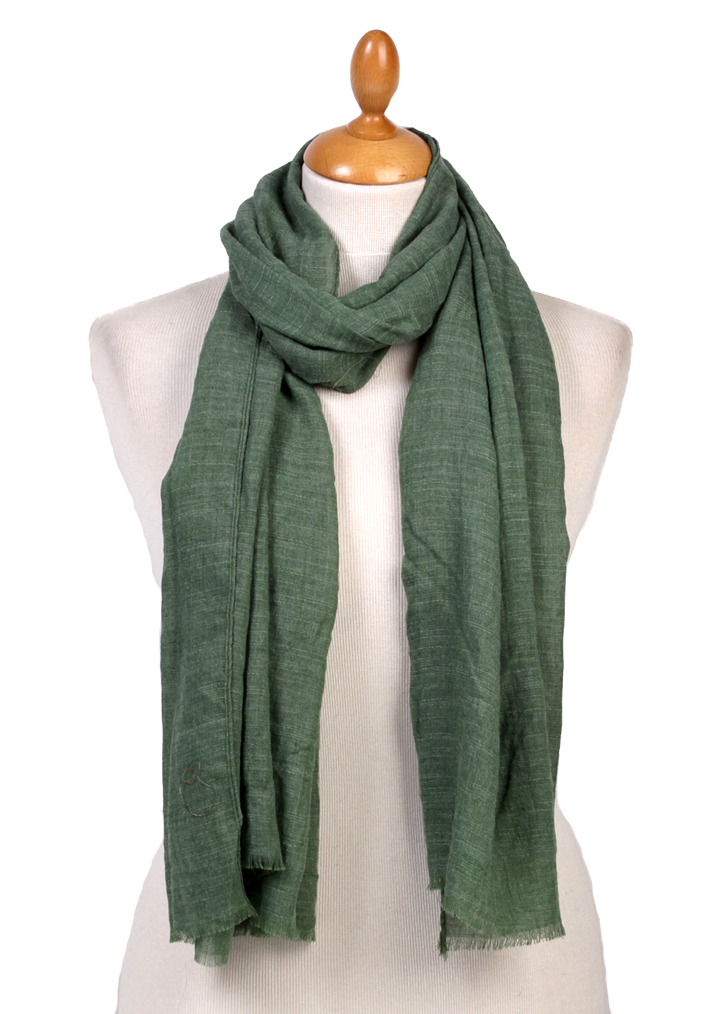 foulard chèche lin mixte vert CHEM-FAN 01 1 copie