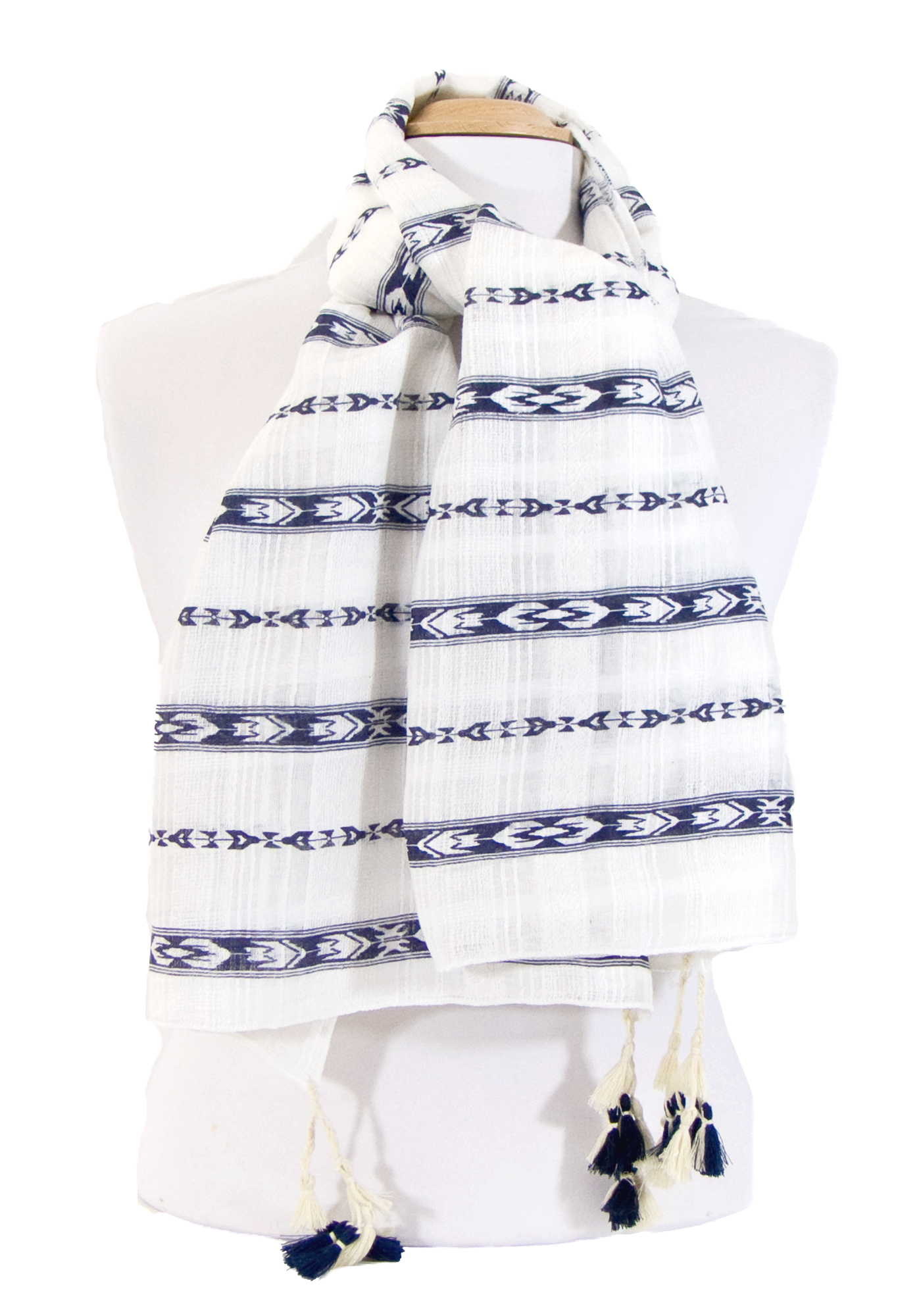poncho chèche bleu marine frises pompons POE-FAN 10 1