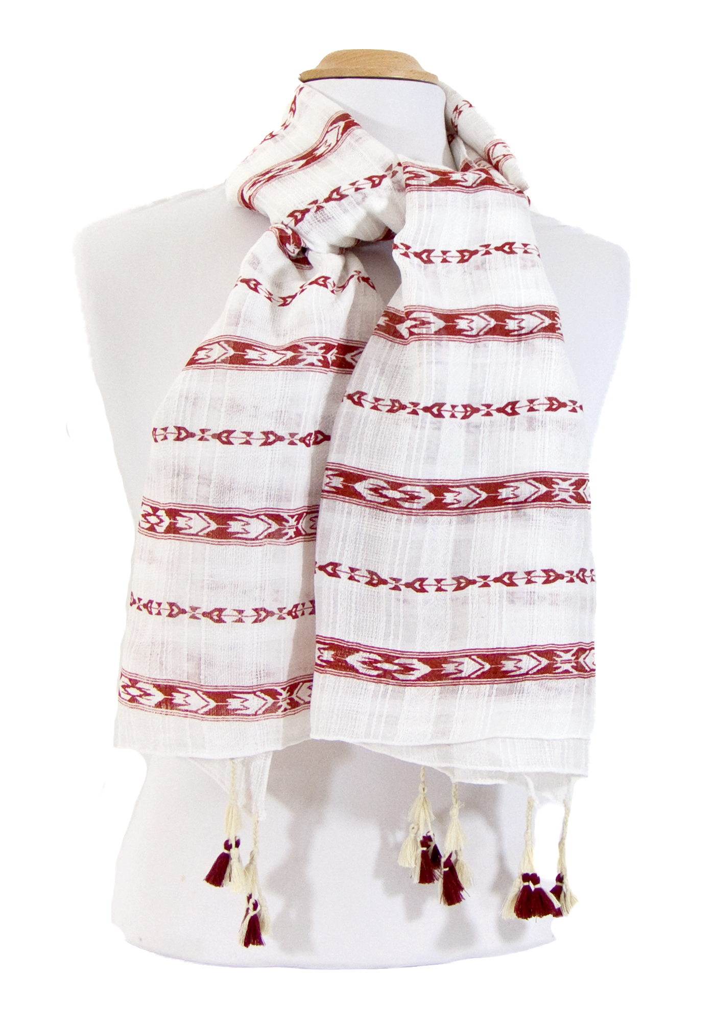 poncho chèche bordeaux frises pompons POE-FAN 11 1