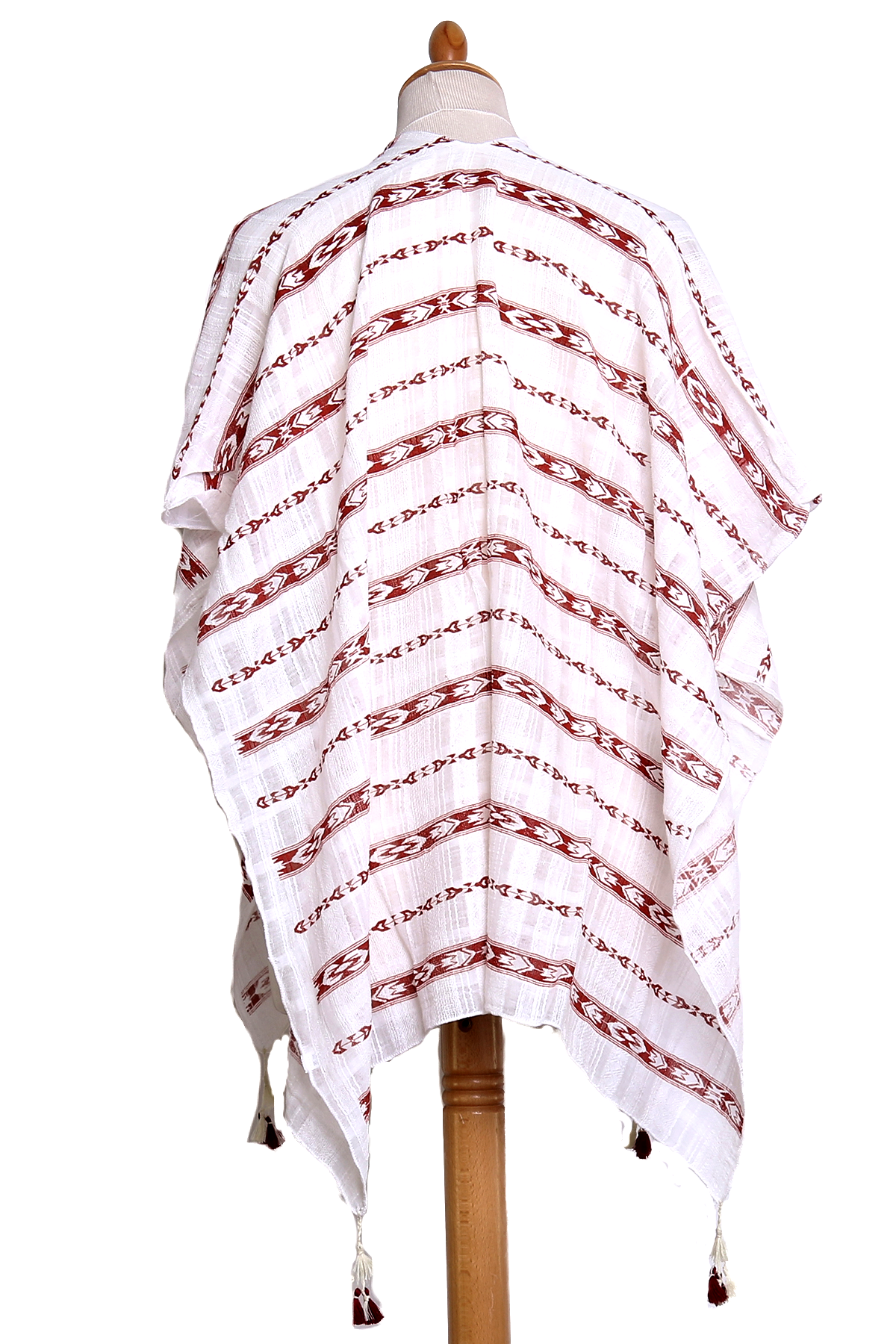 poncho chèche bordeaux frises pompons POE-FAN 11 4