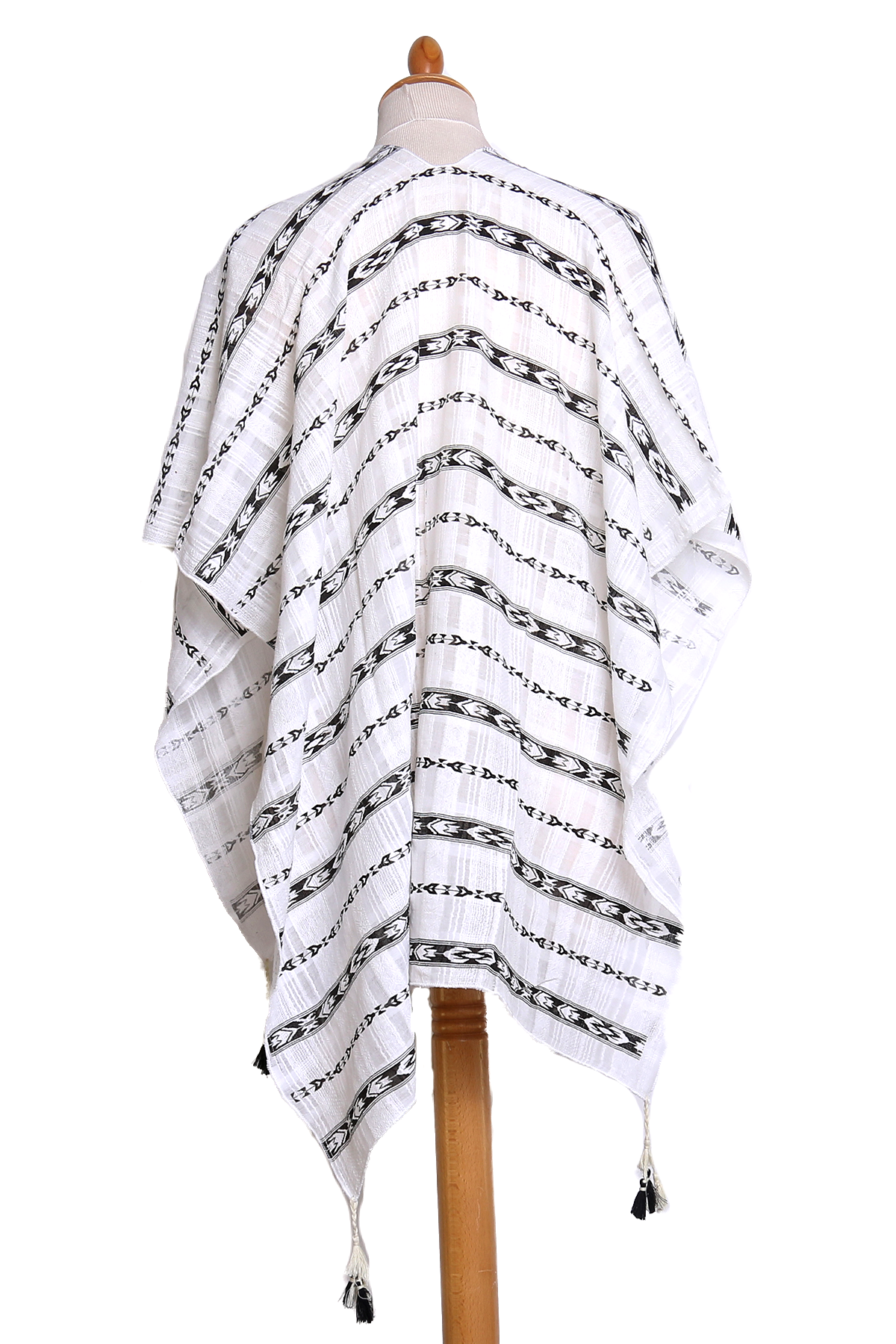 poncho chèche noir frises pompons POE-FAN 09 4