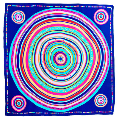 foulard carré de soie bleu cercle 1-min
