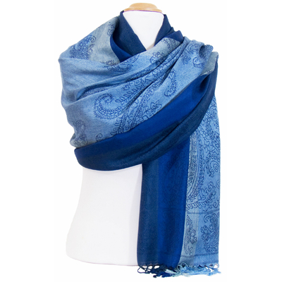 etole pashmina bleu marine rayures 2