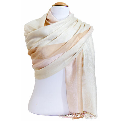 étole pashmina  écru motifs 5