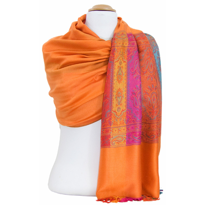 étole orange pashmina motifs 1