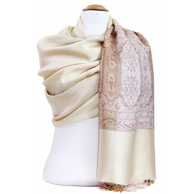 étole écru pashmina motifs 2