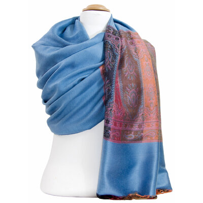 étole bleu gris pashmina motifs 2