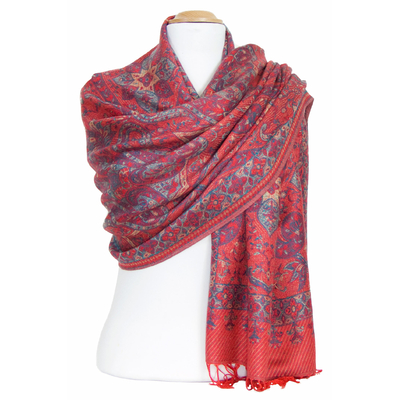 étole femme pashmina rouge baroque 1
