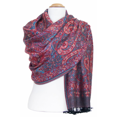 etole femme pashmina rouge bleu baroque 1